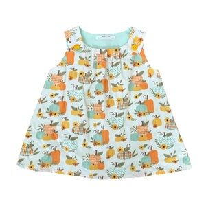 Pumpkin‎ Printed Handmade Fall Sleeveless Top Baby 9-12 Months Lined